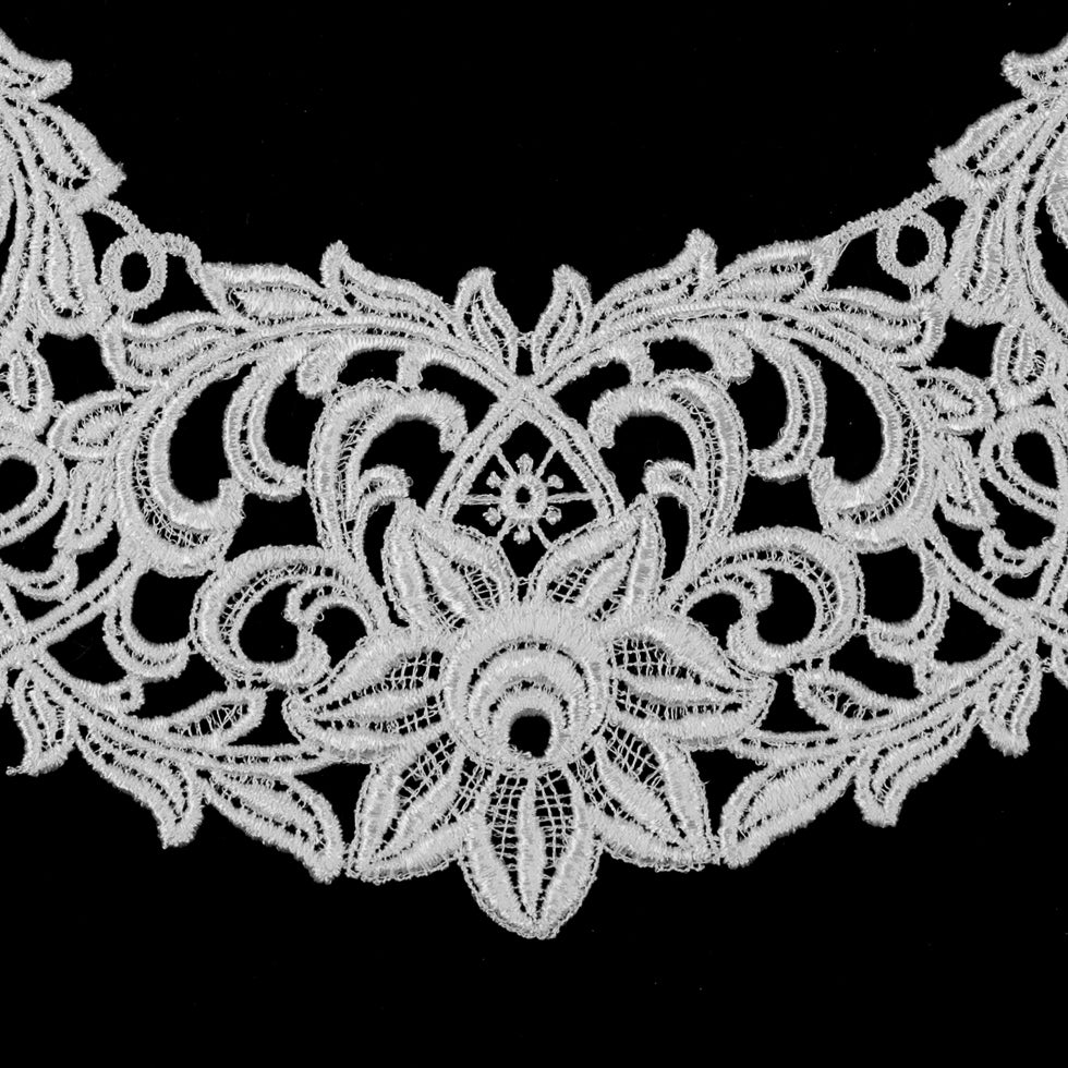 White Floral Lace Neck Applique - 10