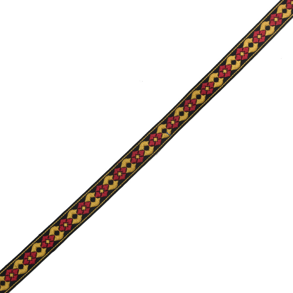 Red and Yellow German Jacquard Ribbon - 0.625