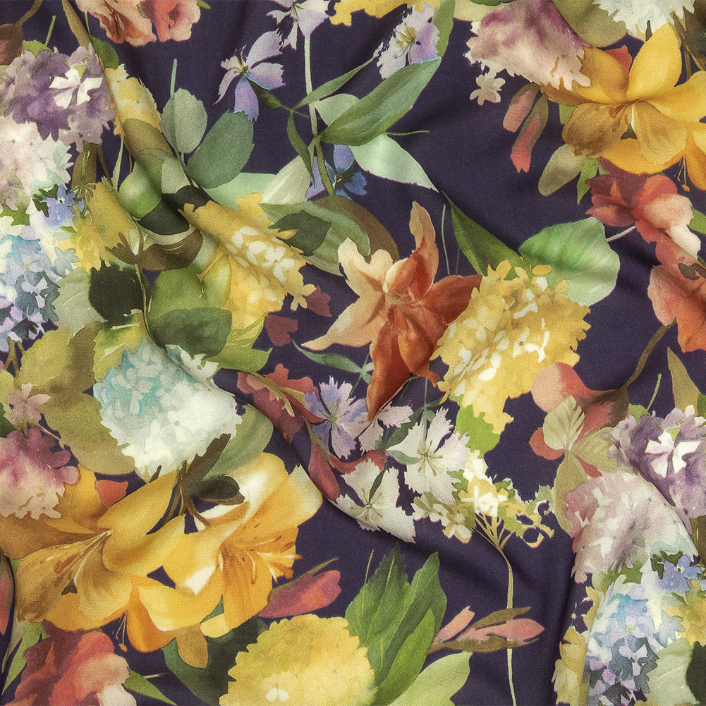 Tencel Woven Print - Navy, Green and Yellow Floral - Mood Exclusive Towards the Tropics - Joann Fabrics