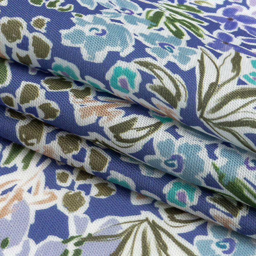 Viscose and Linen Twill Print - Blue Violet Floral - Mood Exclusive Primrose Pleasure - Joann Fabrics