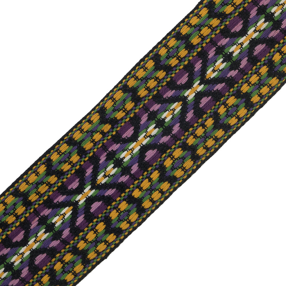 Mustard, Purple and Black Jacquard Ribbon - 2