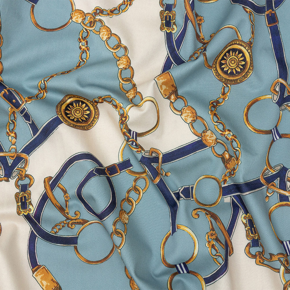 Mood Exclusive Aqua Chaining Directions Stretch Cotton Sateen - Joann Fabrics