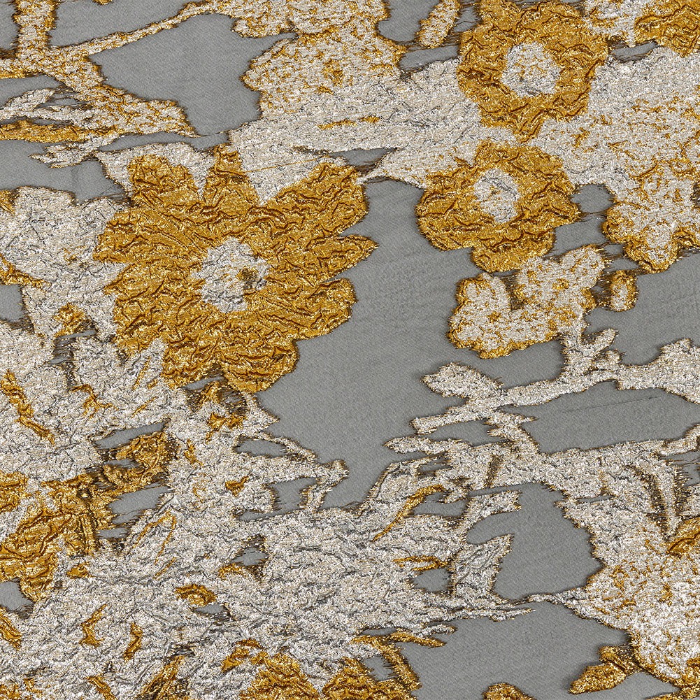 Metallic Antique Gold, Silver and Black Abstract Luxury Burnout Brocade - Joann Fabrics