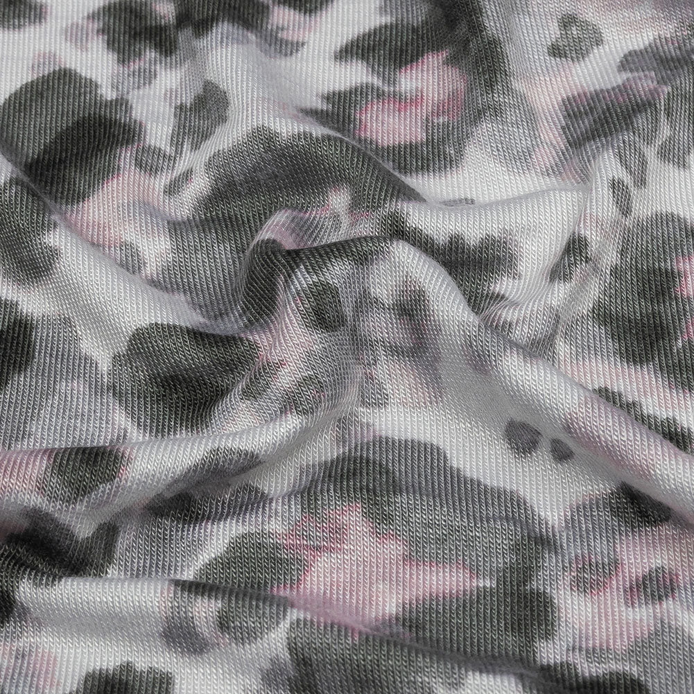 White, Gray and Pink Abstracted Floral Stretch Rayon Jersey - Joann Fabrics