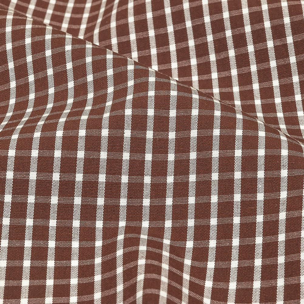 Brown and White Checkered Cotton and Polyester Shirting - Joann Fabrics