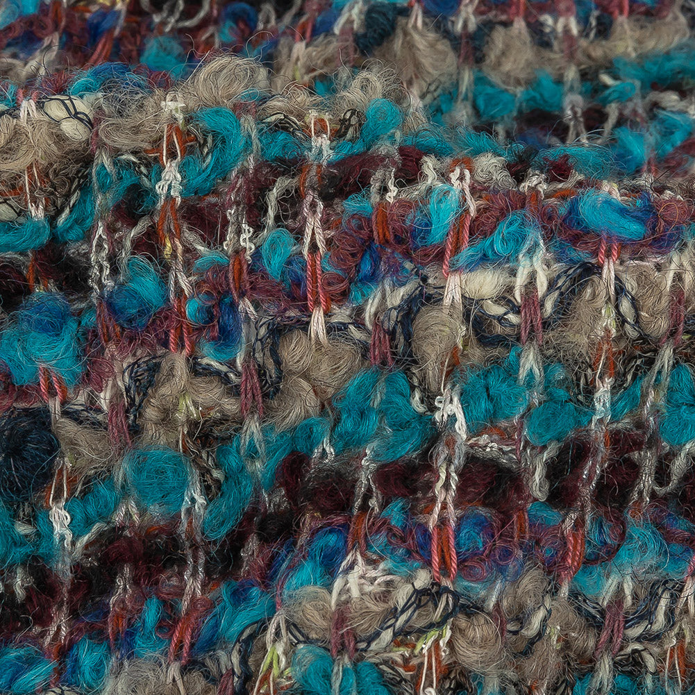 Turquoise, Blue, and Gray Loopy Wool Sweater Knit - Joann Fabrics