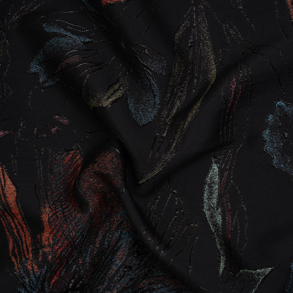 Metallic Acetate and Polyester Brocade - Black, Red and Mint Green Delicate Flowers - Joann Fabrics