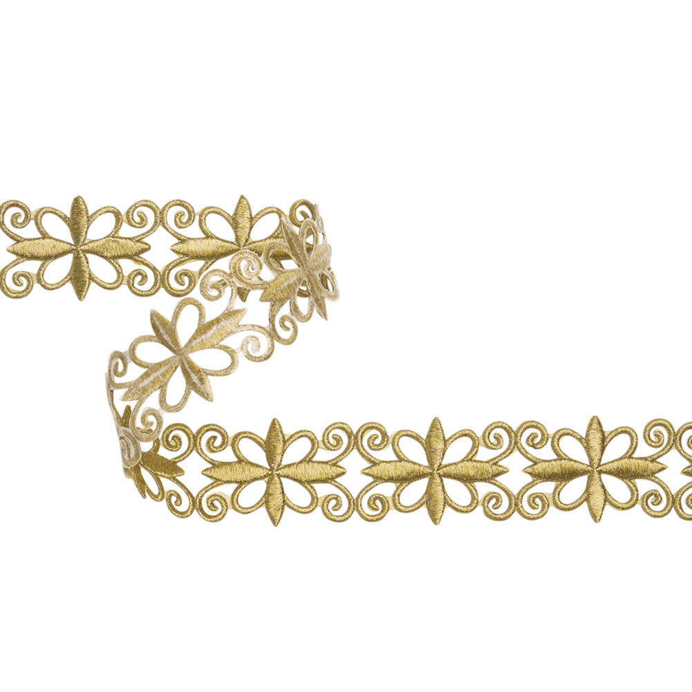 Yaya Han Iron-On Metallic Embroidered Trim - Gold Verona Filigree, 2