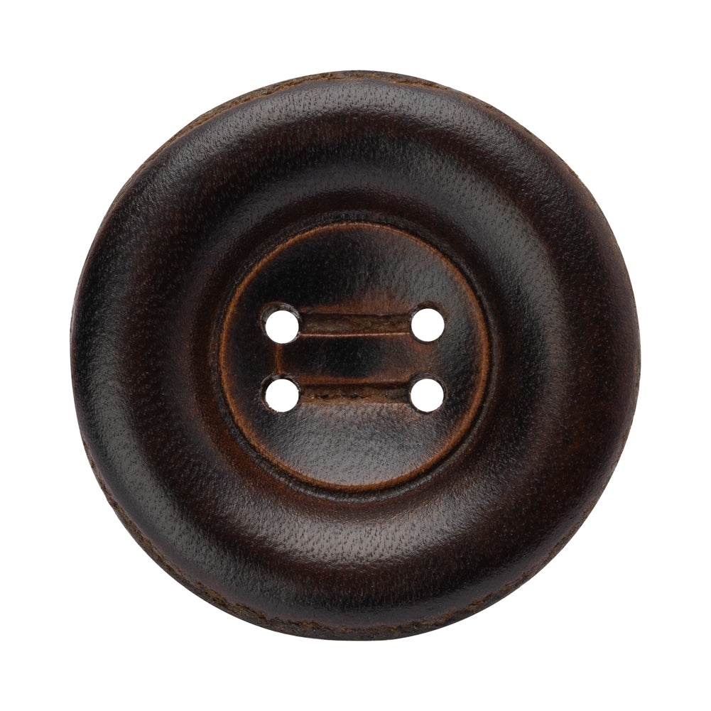 Leather 4-Hole Button - 54L/34mm - Dark Brown Dish Shaped - Joann Fabrics