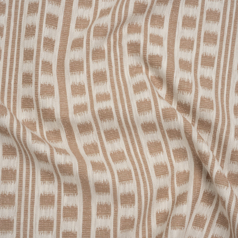 Polyester and Cotton Home Decor Jacquard - Dusky Pink Ikat Squares in Stripes - British Imported - Joann Fabrics