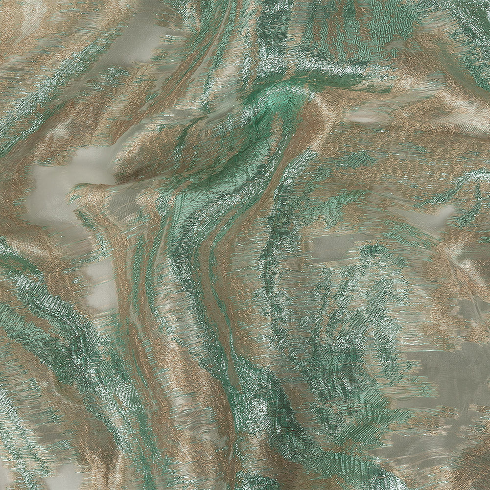 Mood Exclusive Metallic Seafoam and Beige Painterly Swirls Luxury Burnout Brocade - Joann Fabrics