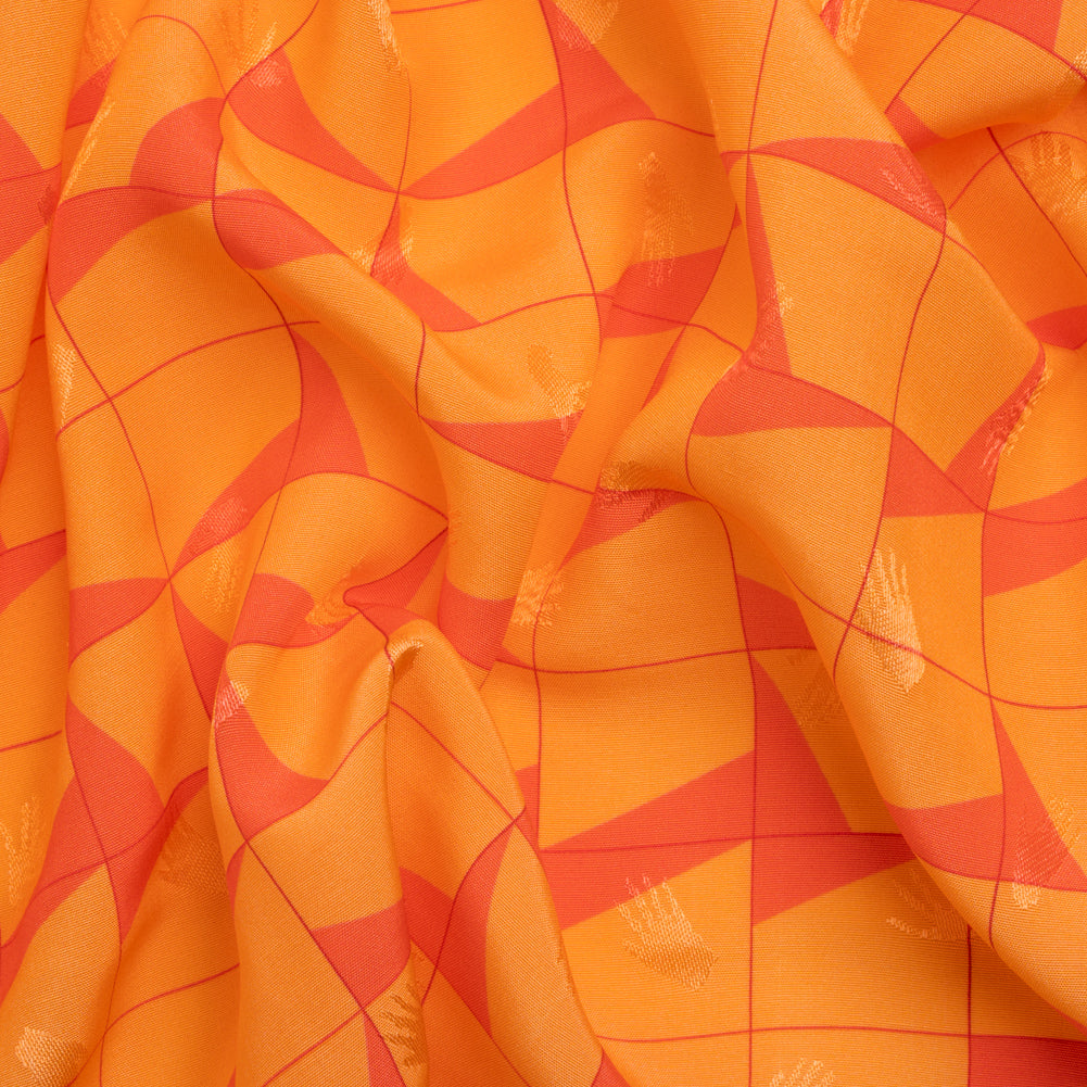 Hands Viscose Jacquard Print - Orange Broken Squares - Mood Exclusive Theorem Thoughts - Joann Fabrics