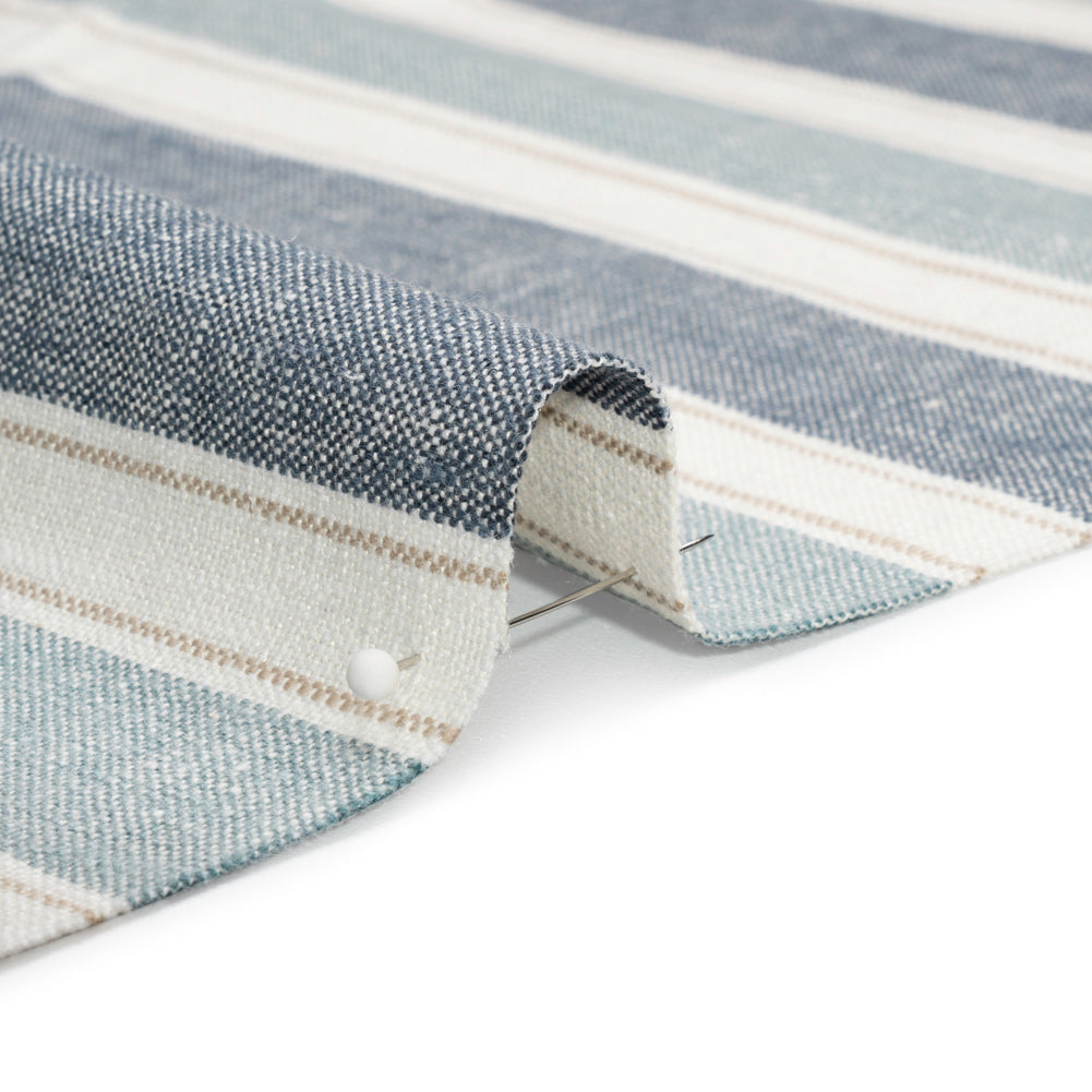 Slubbed Cotton Blend Woven - Denim Wide Stripes - British Imported - Joann Fabrics
