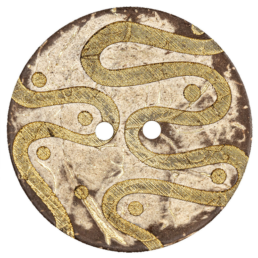 Italian Beige and Gold Swirls Etched Coconut Button - 64L/40.5mm - Joann Fabrics
