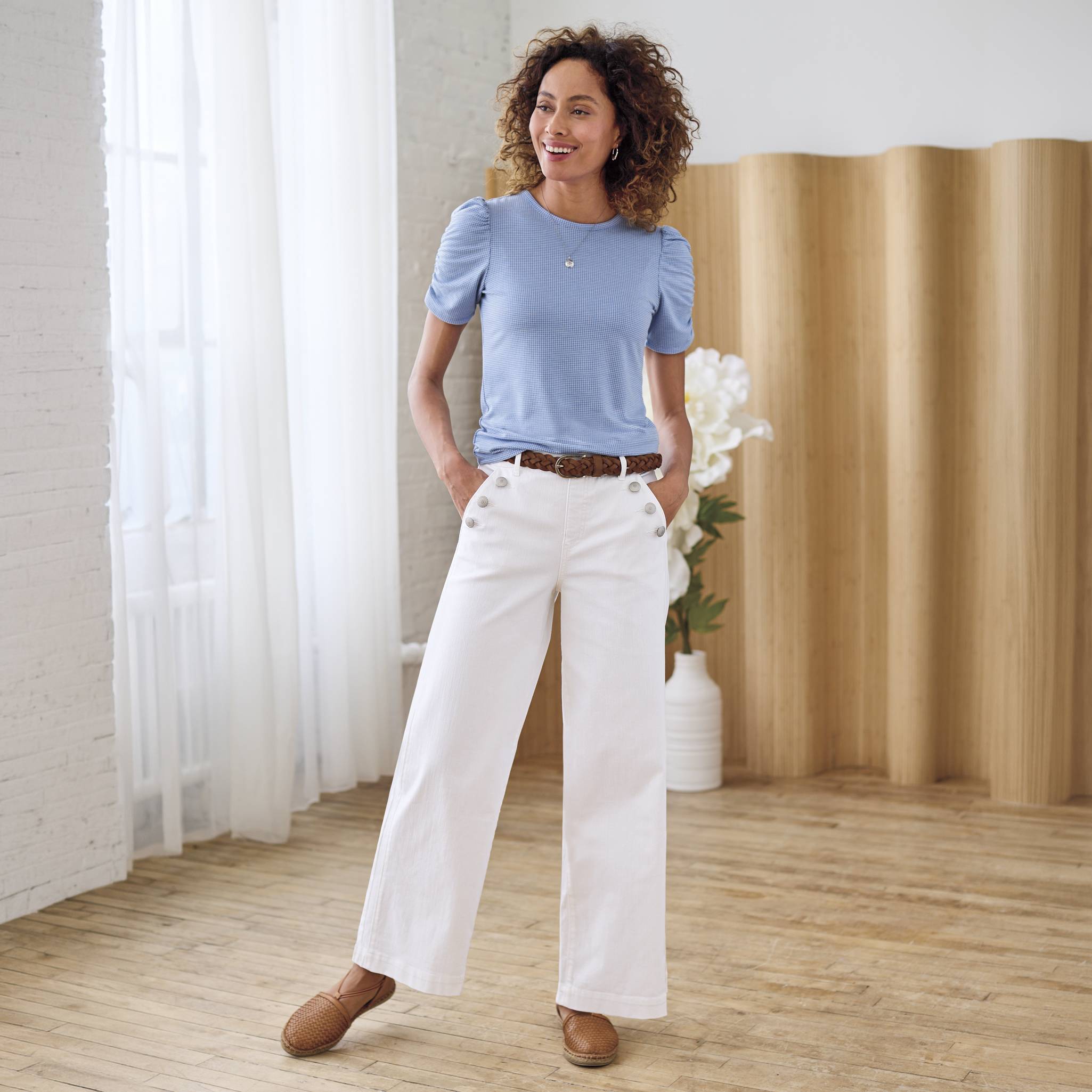 Pull On Wide Leg Sailor Pants - Northstyle Catalog
