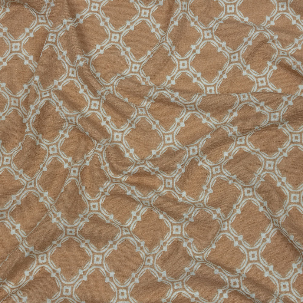 Beige and Pale Mint Decorative Lattice Polyester and Rayon Jersey - Joann Fabrics
