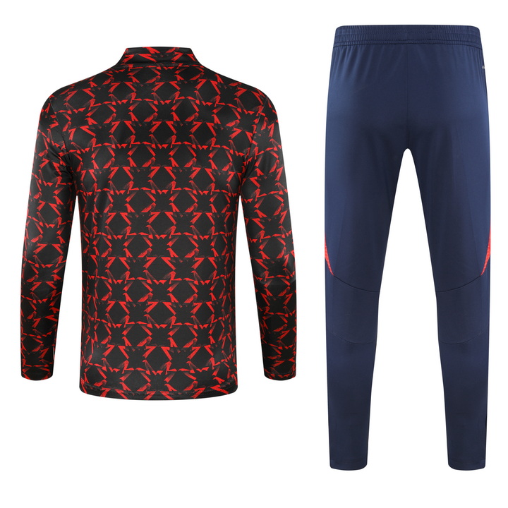 2024/2025 Manchester United Half-Pull Training Suit Red and black print Football Shirt 1:1 Thai Quality Set