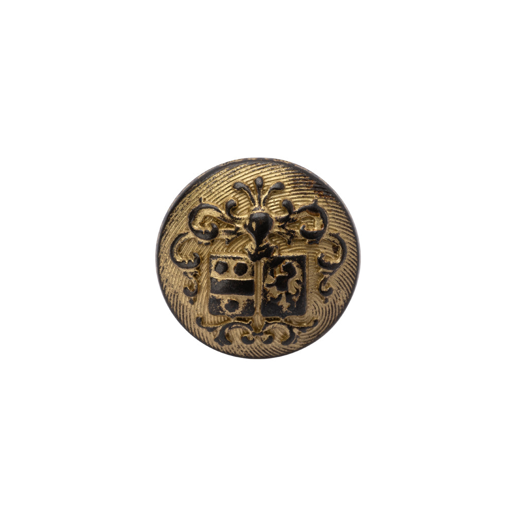 Metal Shank Back Button - 24L/15mm - Distressed Gold Crest - Joann Fabrics