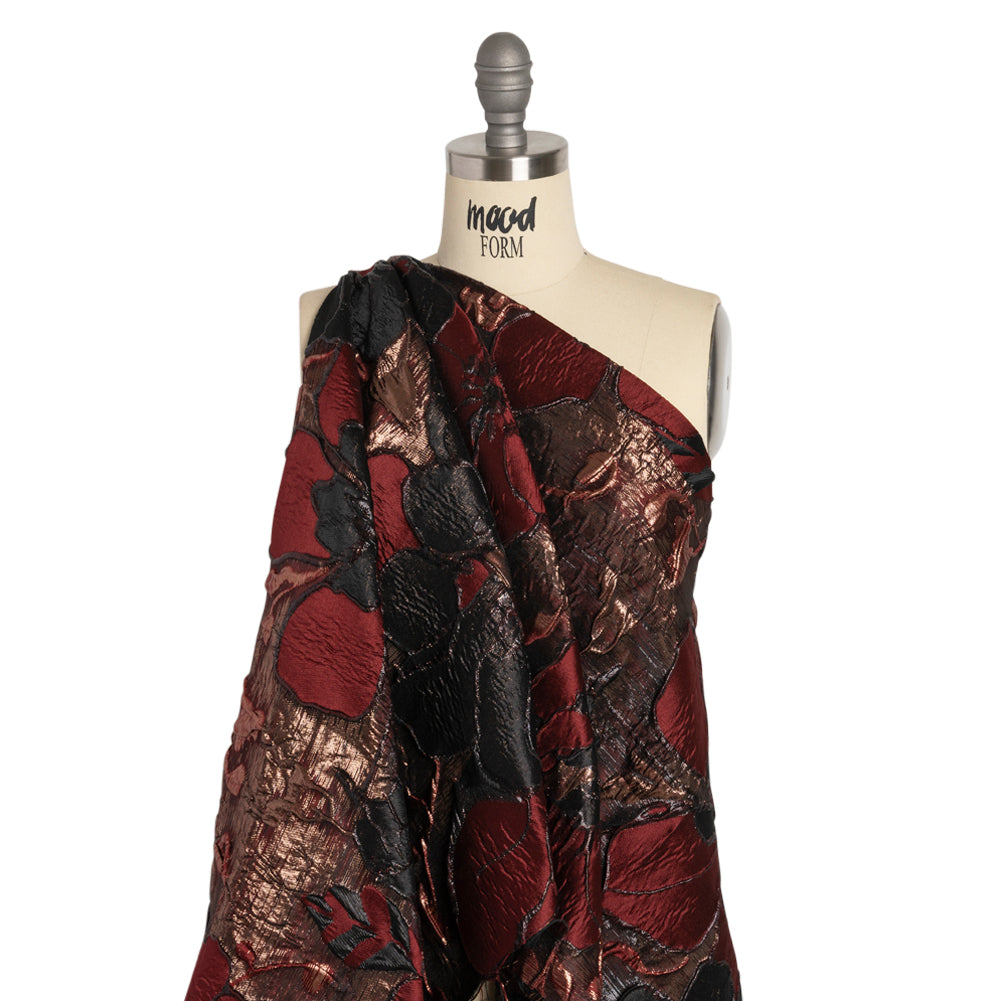 Metallic Copper, Burgundy and Black Floral Luxury Brocade - Joann Fabrics
