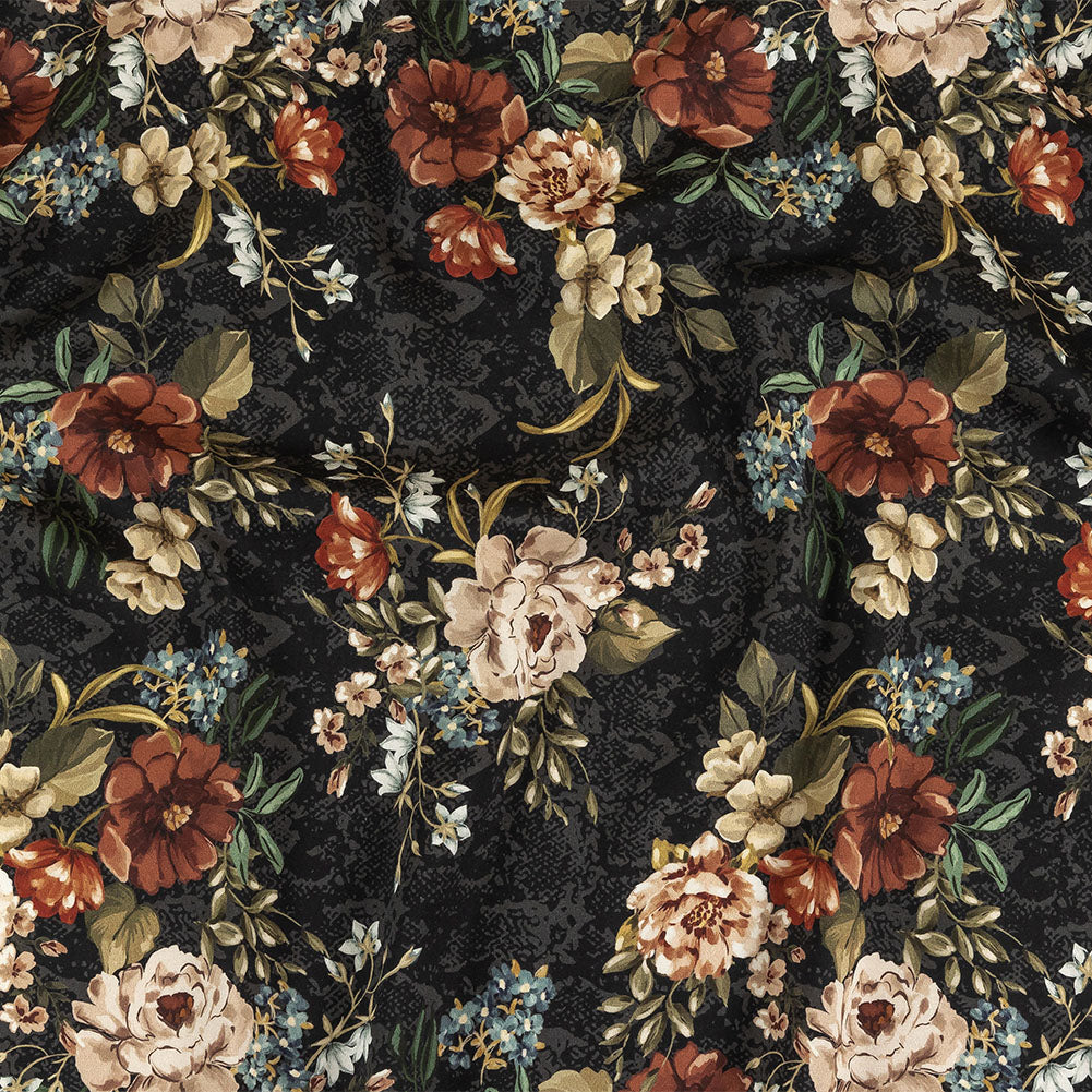 Mood Exclusive Charcoal Garden of Eden Stretch Cotton Sateen - Joann Fabrics