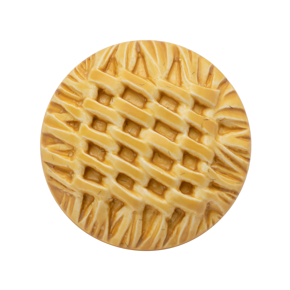 Plastic Shank Back Button - 44L/28mm - Mustard and Cream Basktweave - Joann Fabrics