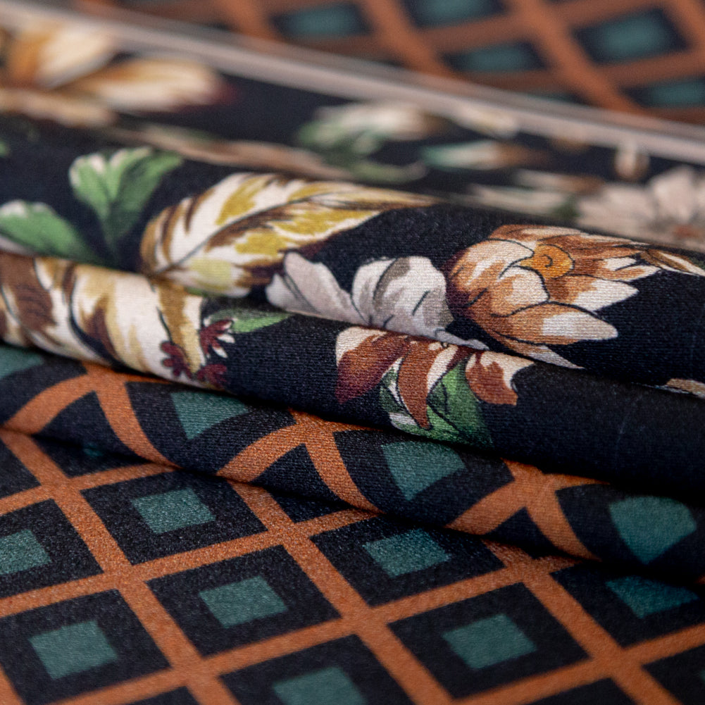 Stretch Cotton Sateen - Lattice Checks and Florals - Cidermaker's Window Print - Mood Exclusive Harvest Collection - Joann Fabrics