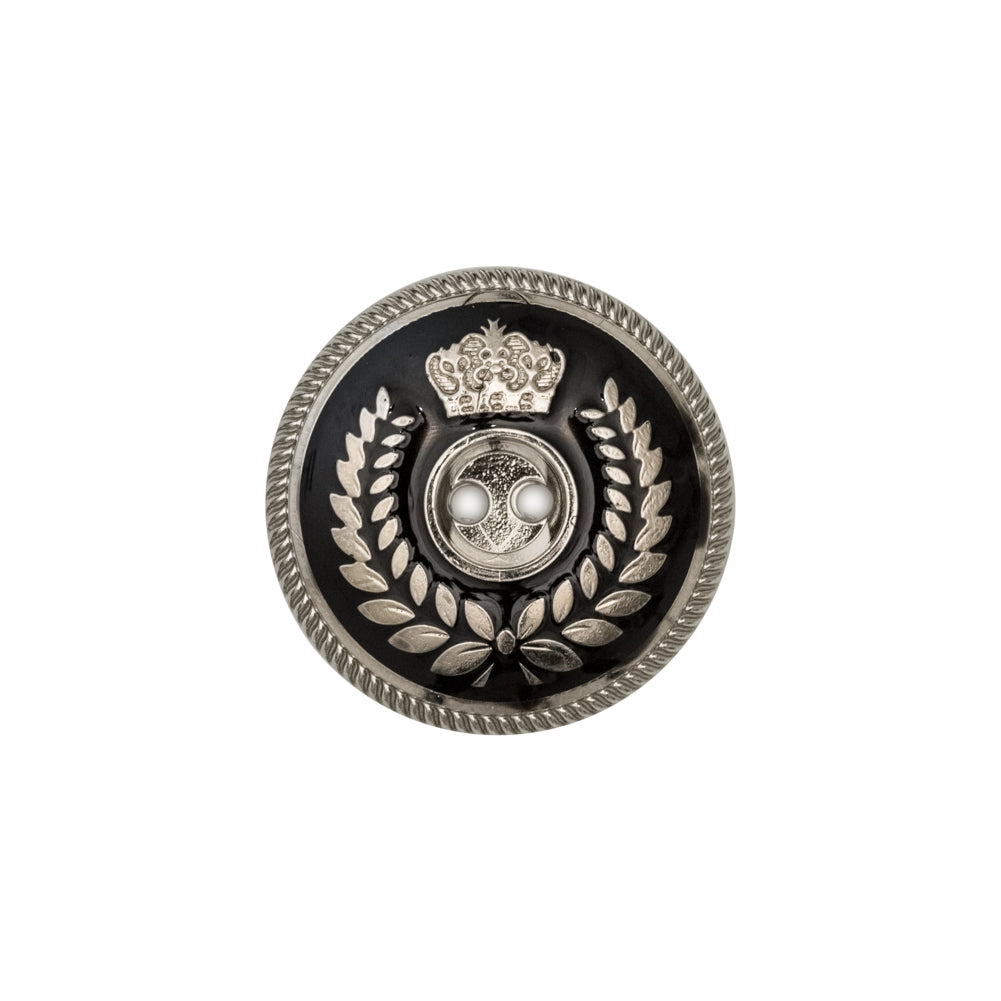 Italian Silver and Black 2-Hole Crest Button - 32L/20mm - Joann Fabrics