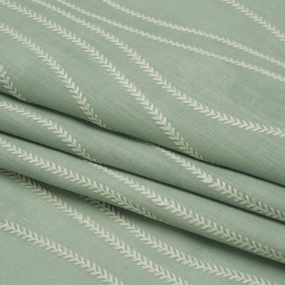 Embroidered Linen-Look Polyester Drapery Woven - Opal Leafy Wavy Lines and Watercolor Texture - British Imported - Joann Fabrics