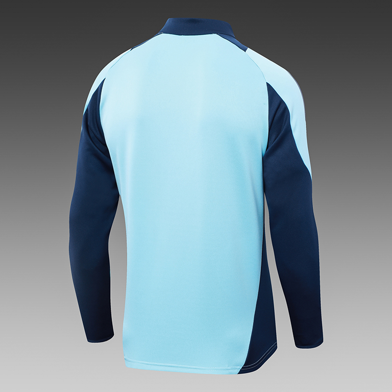 2024/2025 Arsenal Half-Pull Training Suit Baby Blue Football Shirt 1:1 Thai Quality Set