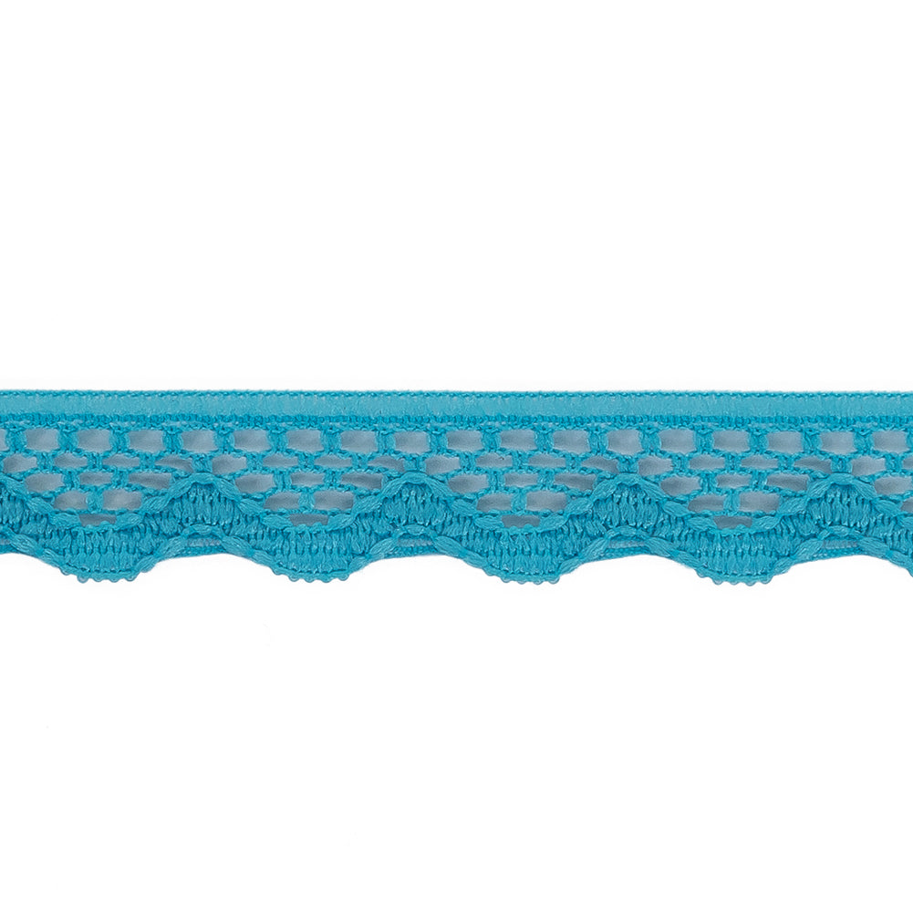 Sky Blue Scalloped Edge Lace Geometric Trimming - 0.5