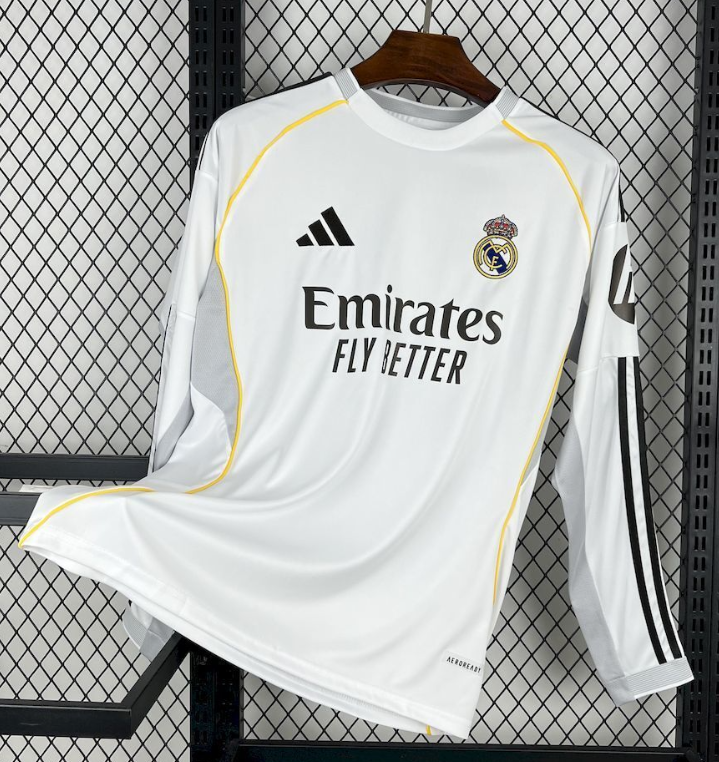 2025/2026 Long Sleeves Real Madrid Home Football Jersey 1:1 Thai Quality