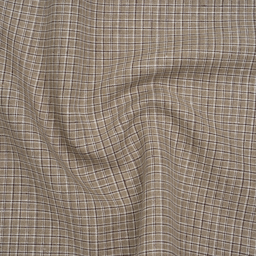 Heavyweight Linen Woven - Beige, Brown and White Shadow Windowpane Check - Joann Fabrics