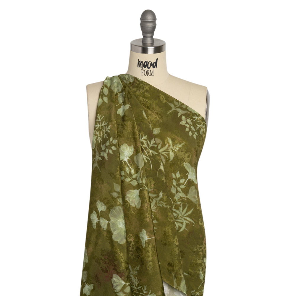 Floral Viscose Jacquard Print - Olive Green Leafy Floral - Mood Exclusive Willow Wanderer - Joann Fabrics