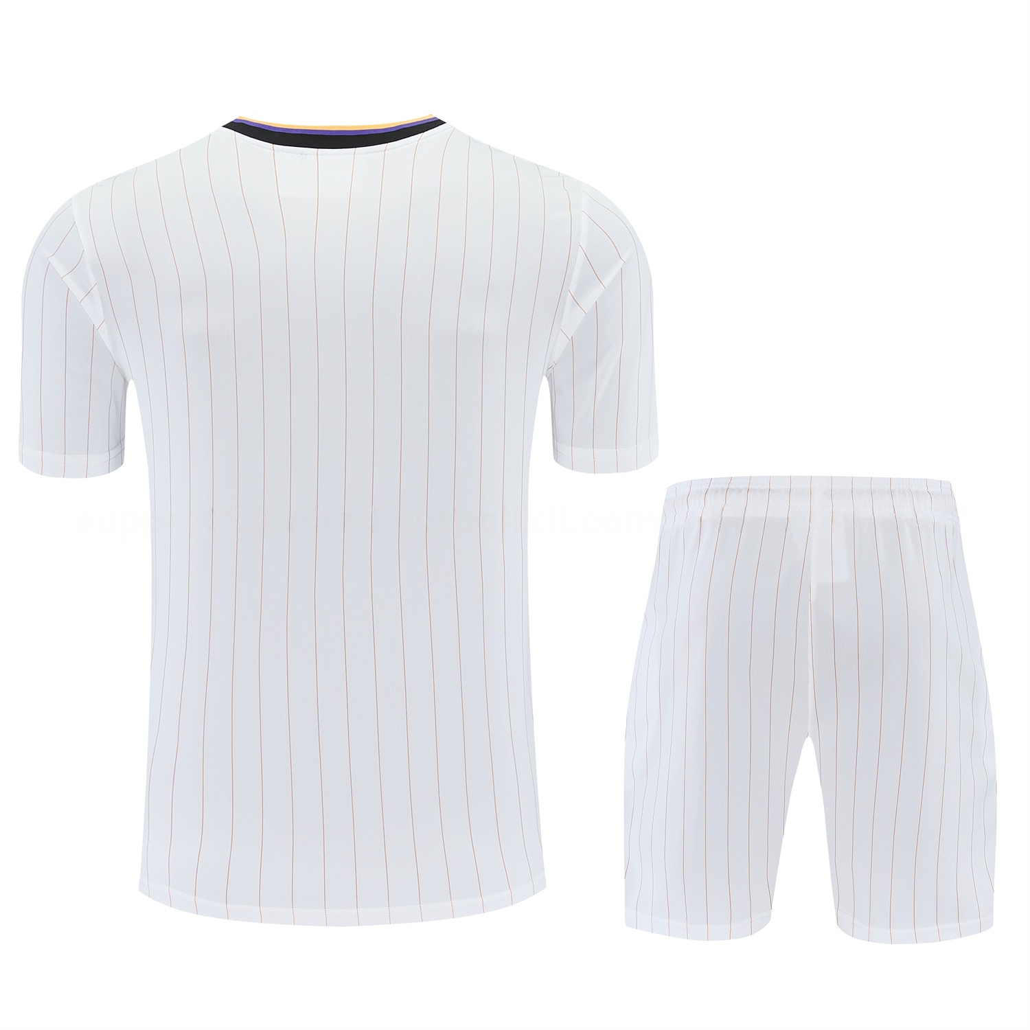 Manchester United 25-26 Retro Style Short-Sleeve Training Set - White With Thin Black Stripes Top & Pants - UnitedFutballJersey