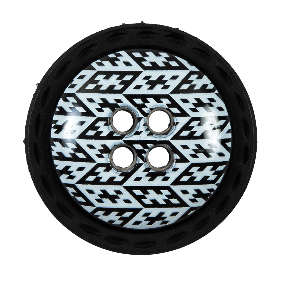 Italian Black and White Geometric Domed Button - 44L/28mm - Joann Fabrics