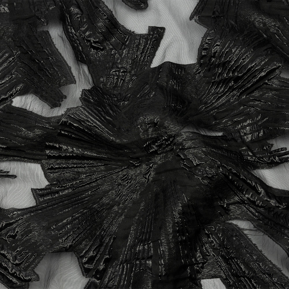 Metallic Black Firework Flowers Luxury Burnout Brocade - Joann Fabrics