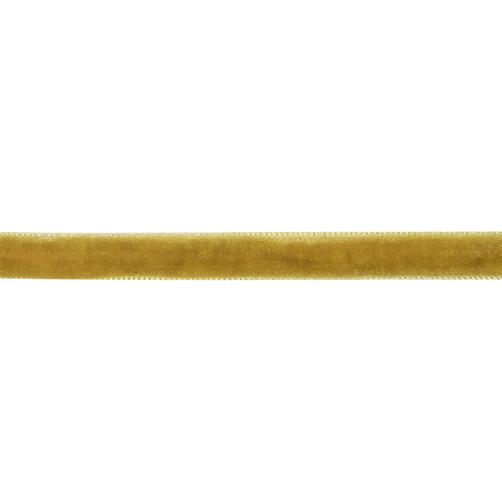 Golden Olive Single Face Velvet Ribbon - 0.375