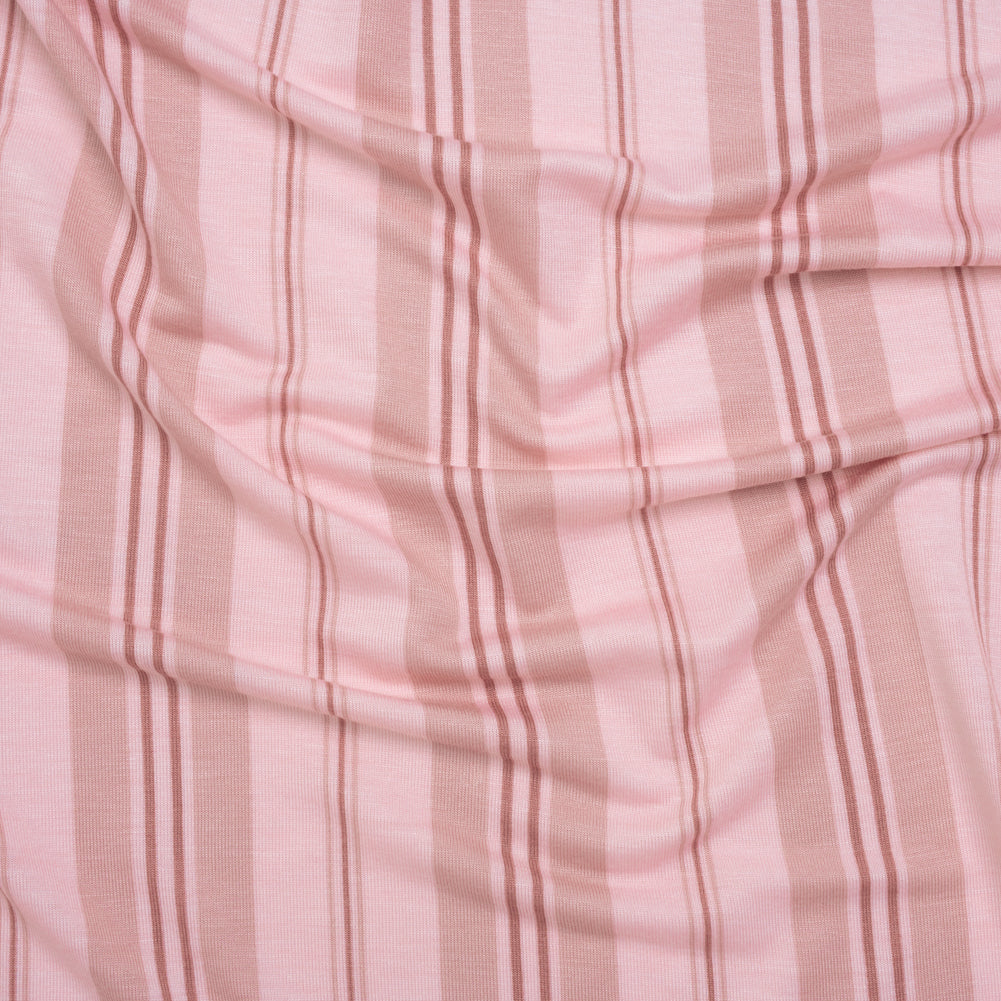Stretch Rayon Jersey Print - Light Pink and Mauve Stripes - Deadstock - Joann Fabrics