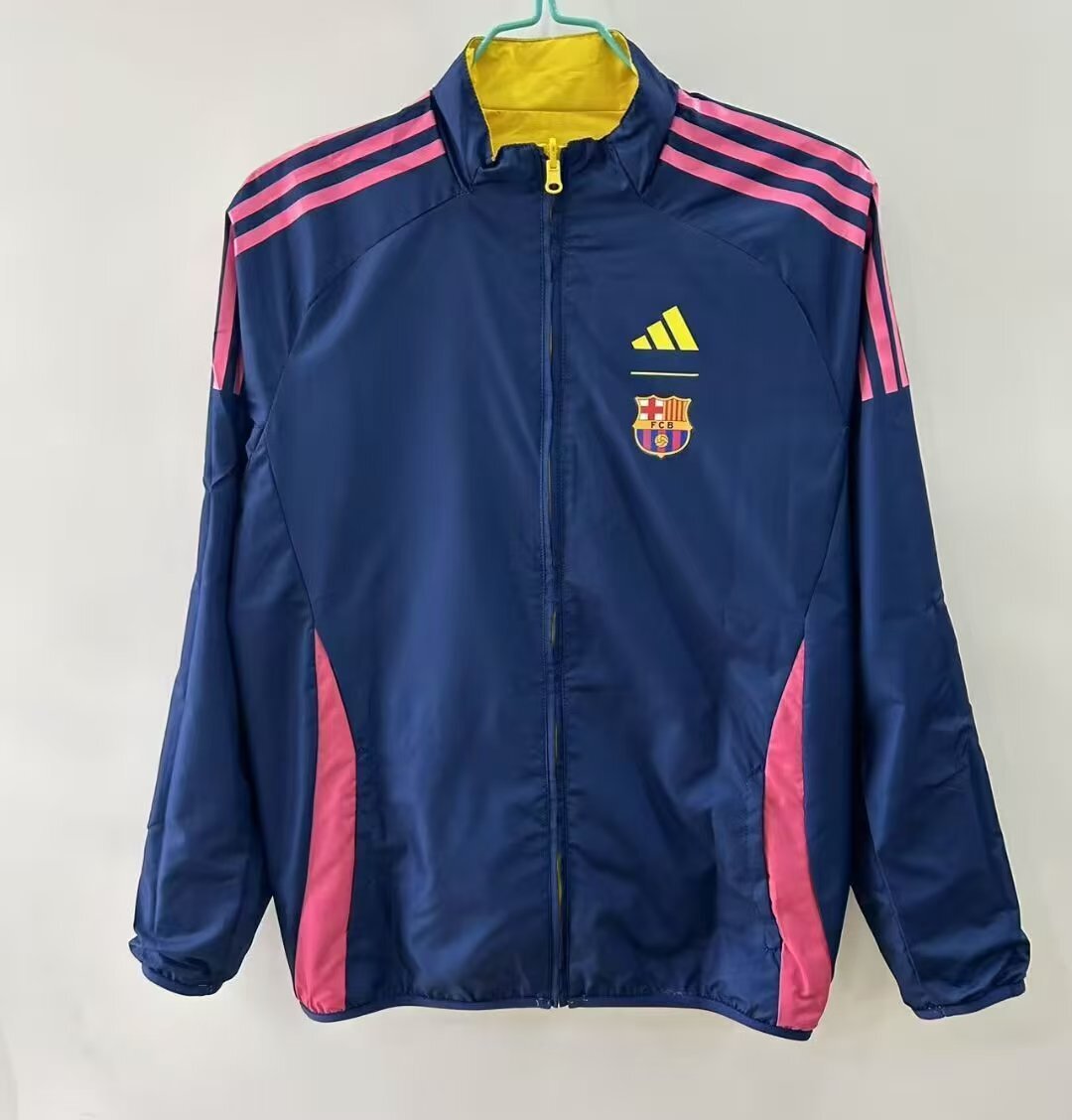 2025/2026 Barcelona Reversible Windbreaker Yellow and blue Soccer Jersey 1:1 Thai Quality