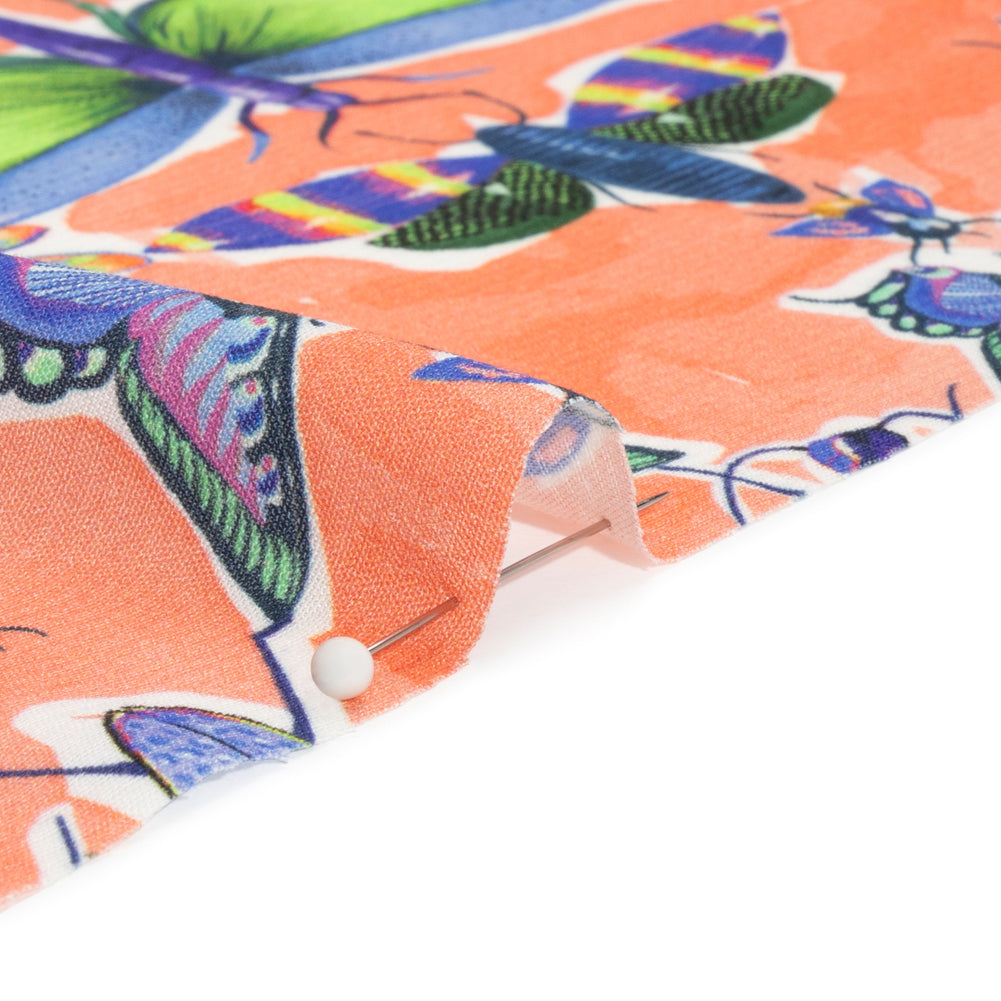 Sustainable Viscose Woven Print - Orange and Rainbow Insects - Mood Exclusive Picnic Guests - Joann Fabrics