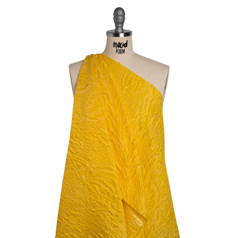 Polyester Brocade - Monochrome Sunshine Yellow Roses and Leaves - Joann Fabrics