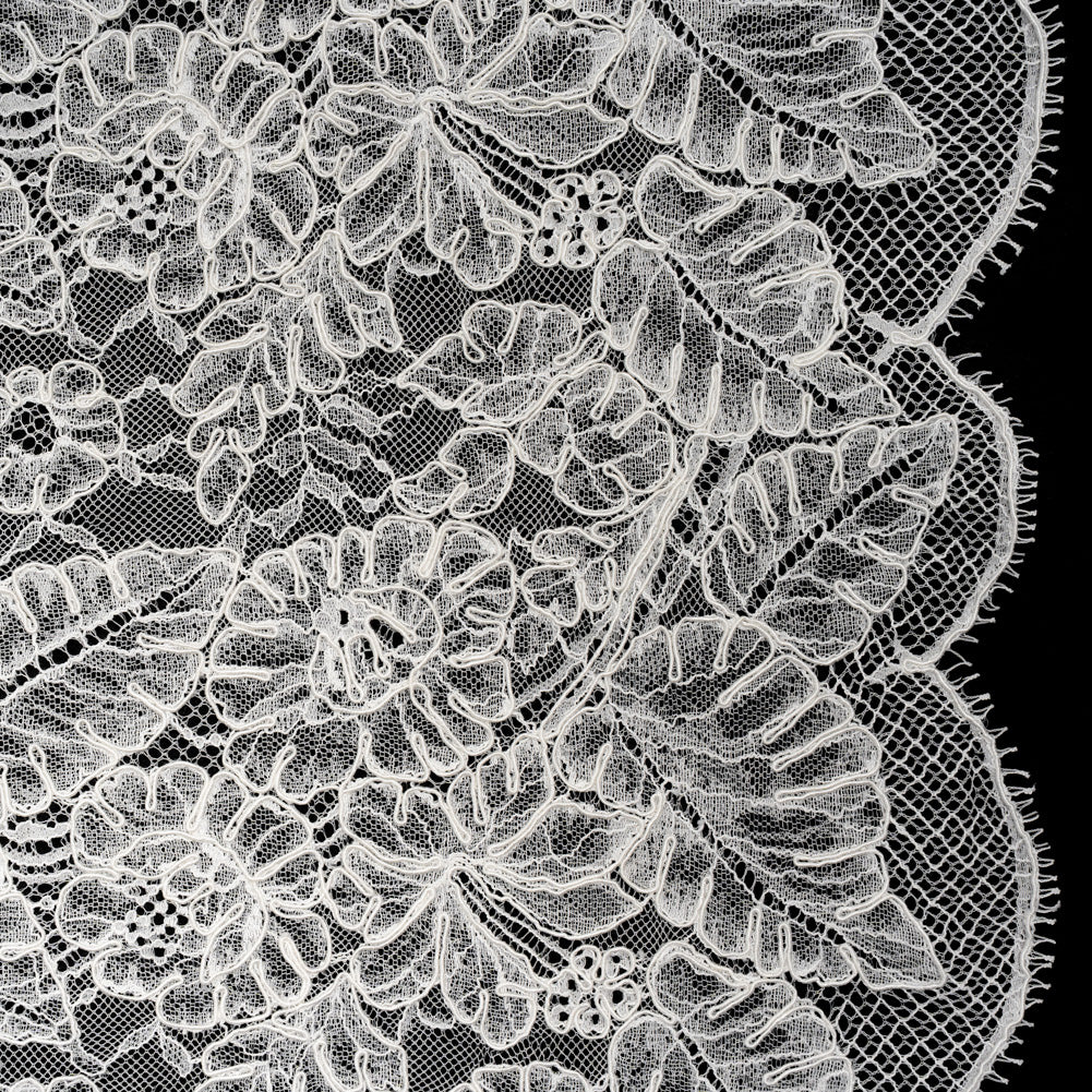 Corded Chantilly Lace with Finished Edges - Ivory Tropical Leaves and Flowers - Joann Fabrics