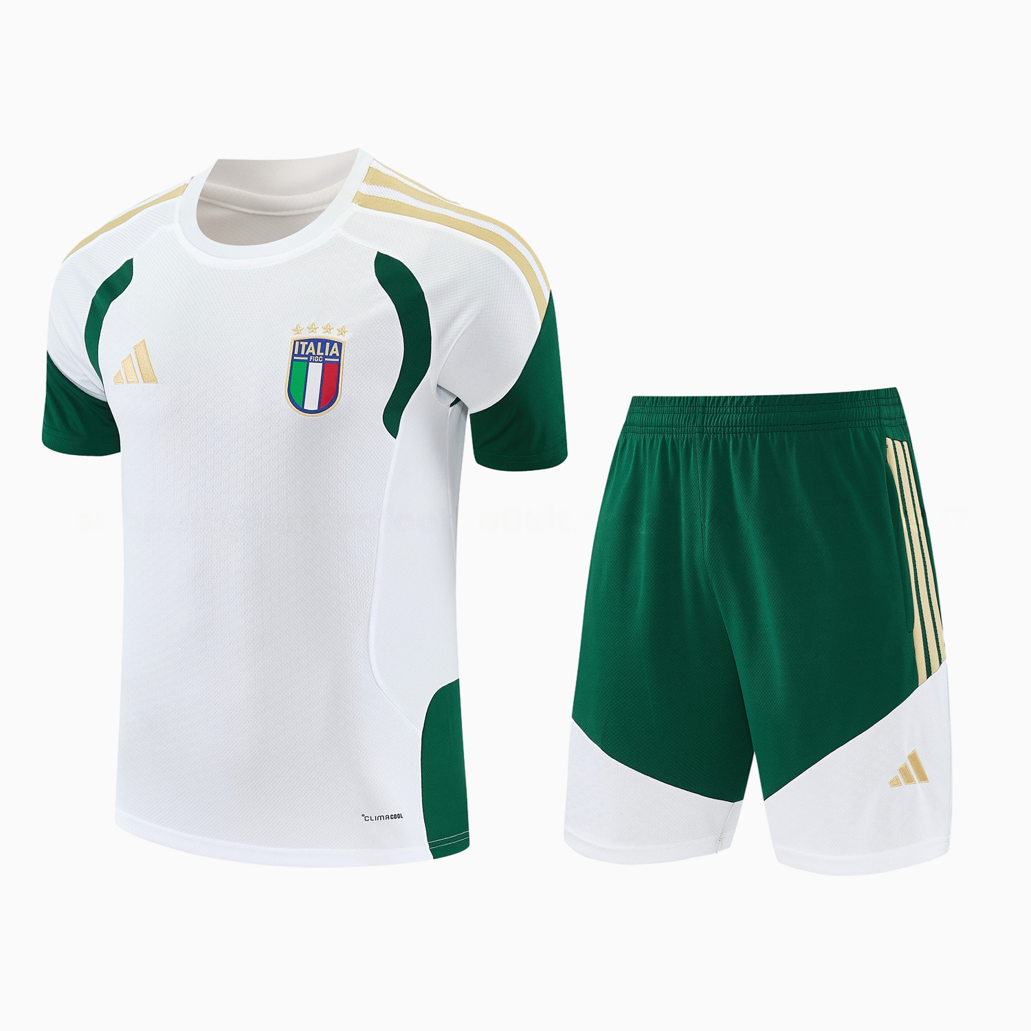 Italy 2026 Short-Sleeve Training Set - White With Green Accents Top & Green With White Pants - UnitedFutballJersey