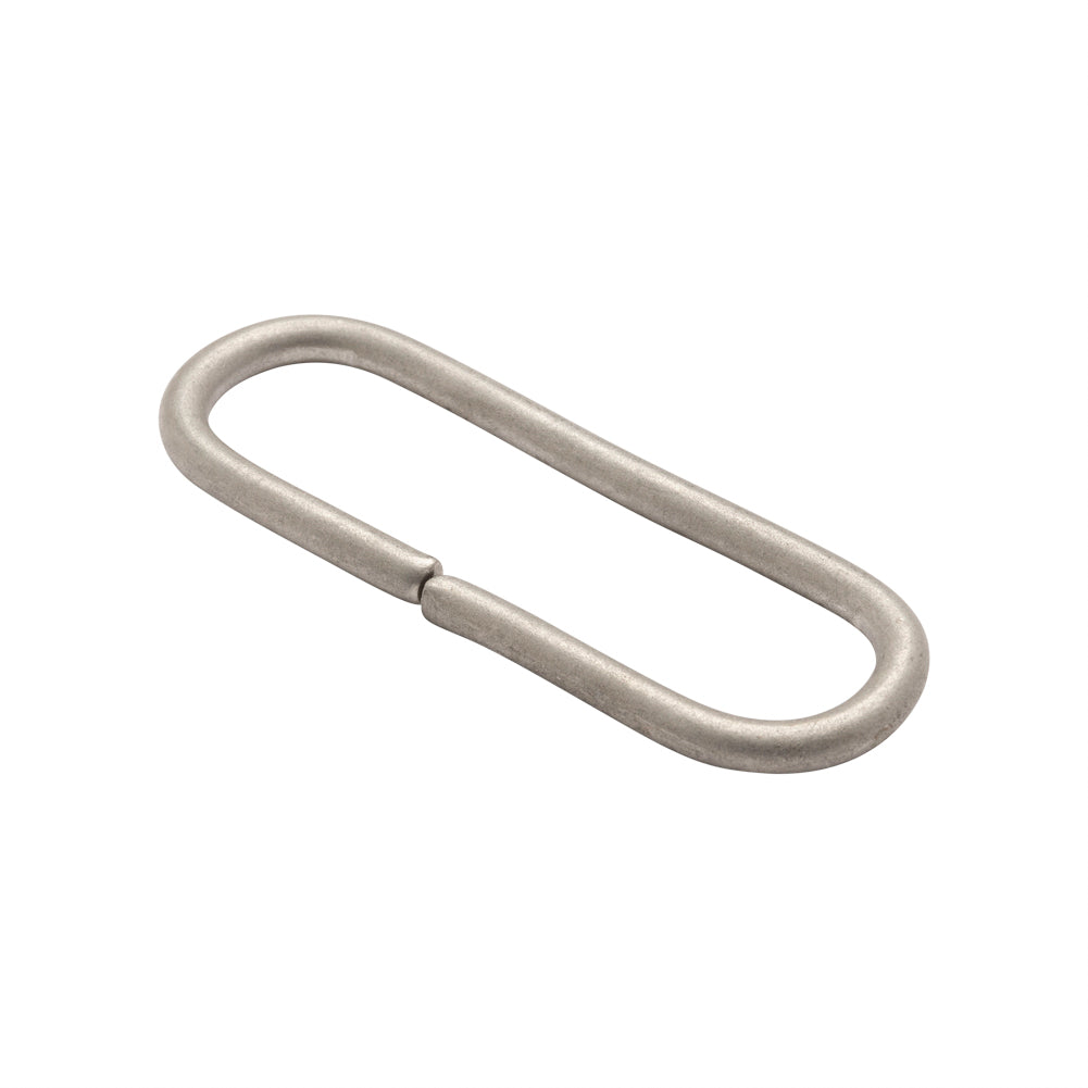 Matte Silver Metal Long Oval Ring - 0.75