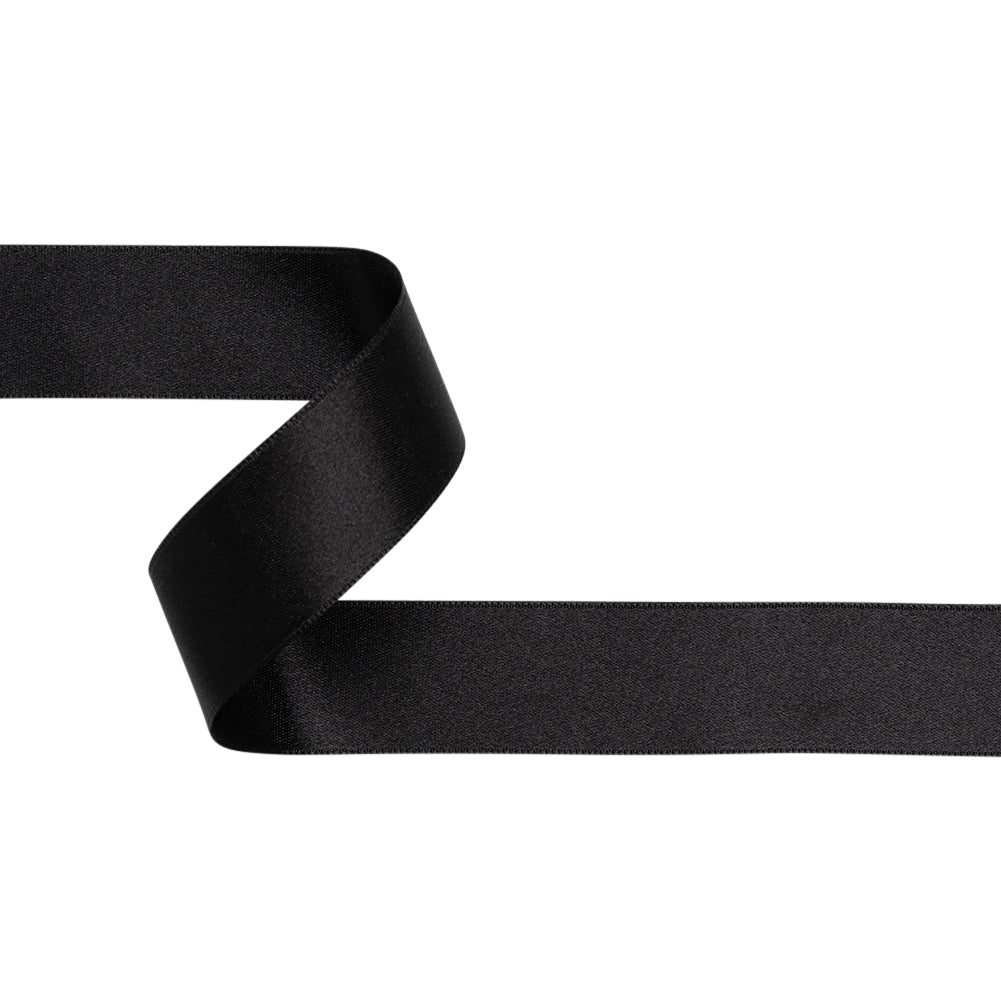 Black Double Face French Satin Ribbon - 1