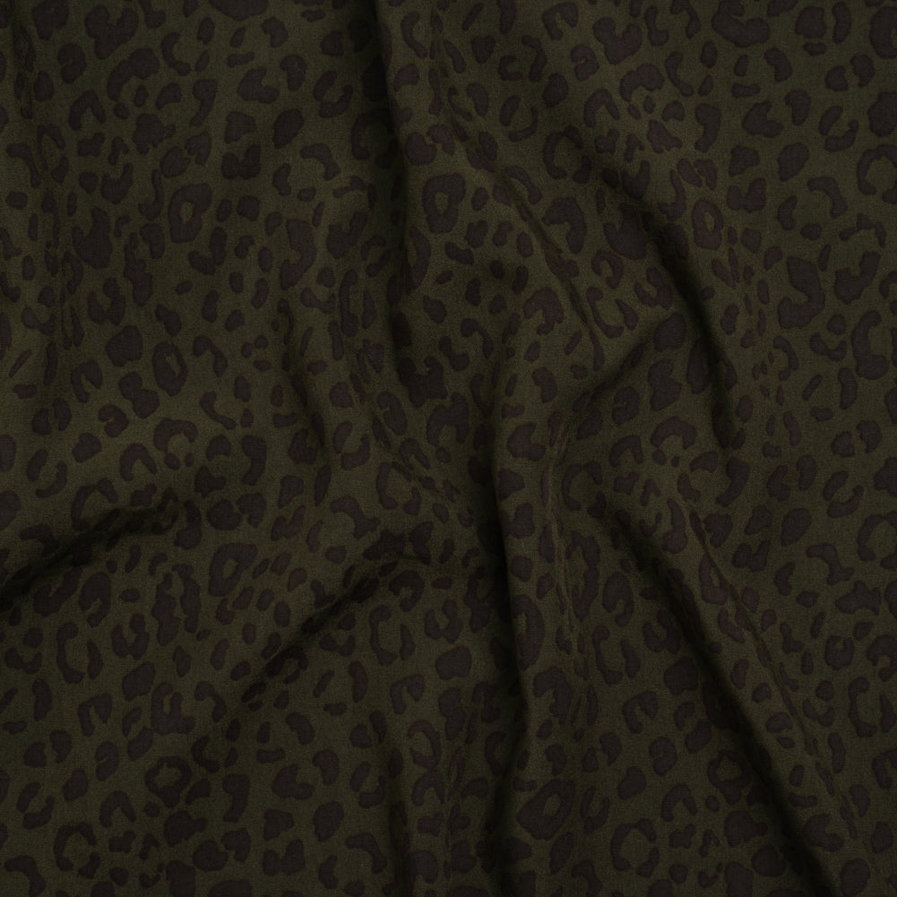 Rayon Shirting - Dark Olive and Black Leopard Spots - Made in Italy - Joann Fabrics
