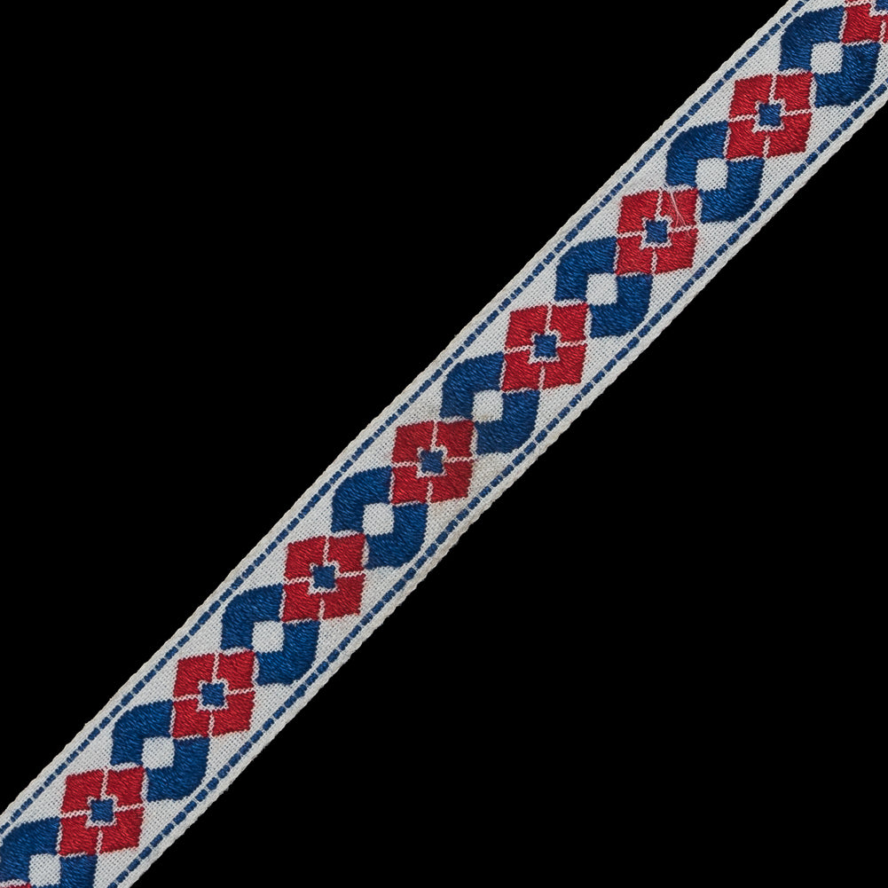 Red, White and Blue German Jacquard Ribbon - 0.625