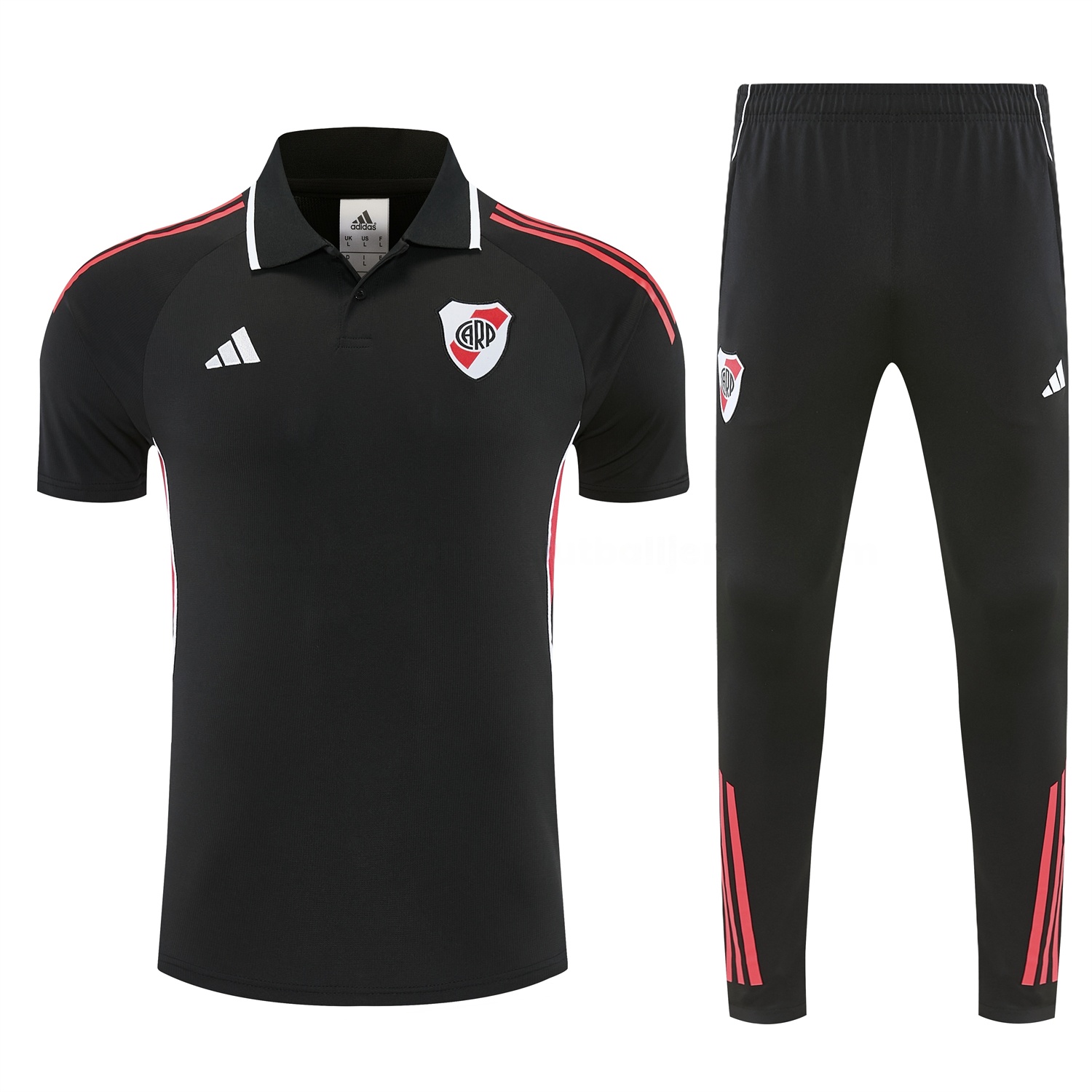 River Plate 25-26 POLO Short-Sleeve Training Set - Black Top and Black Pants - UnitedFutballJersey