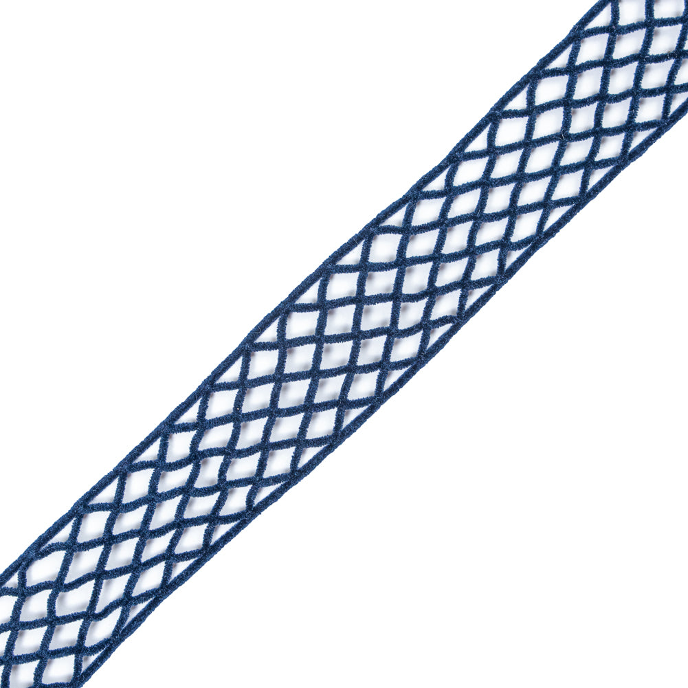 Navy Criss Cross Chenille Trim - 2