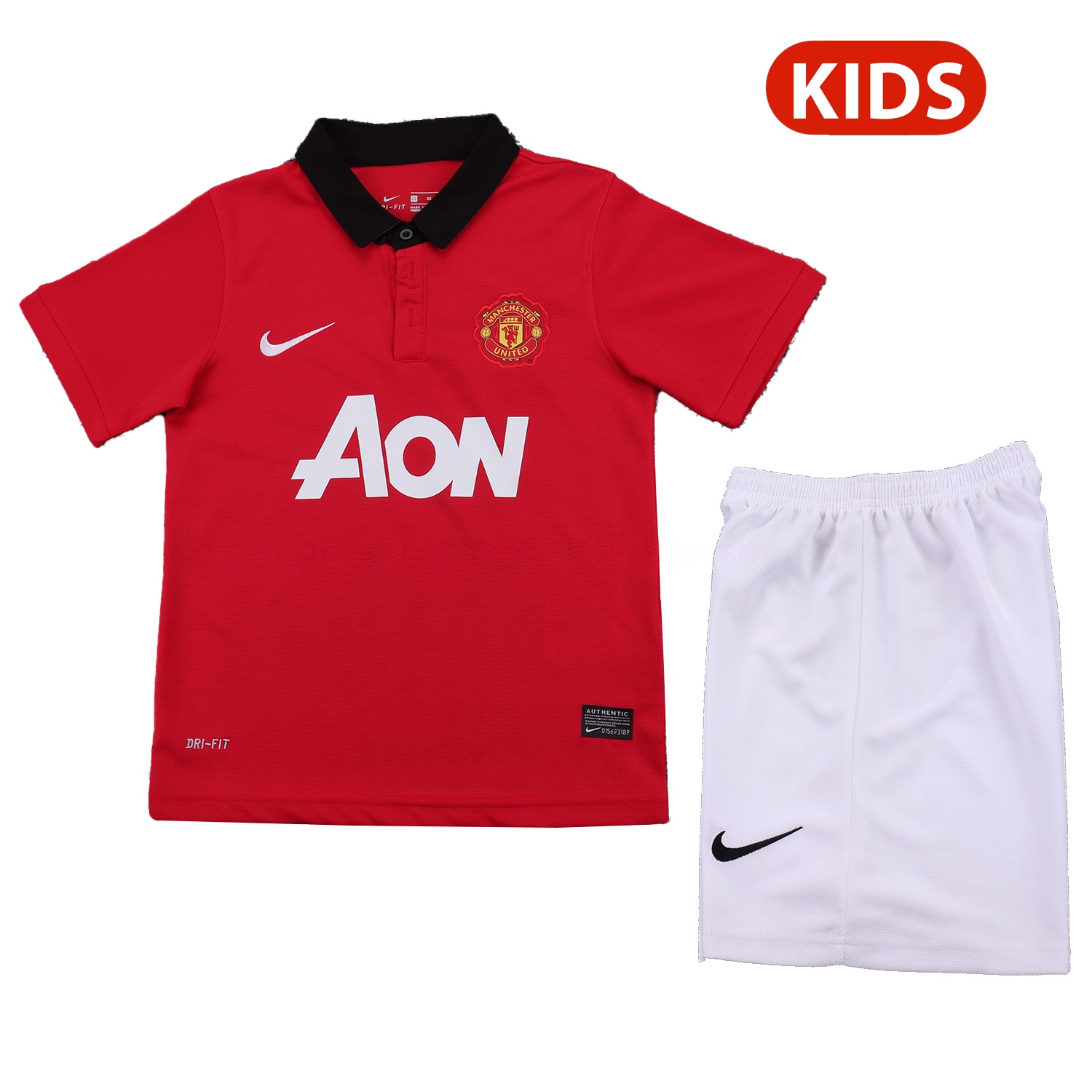 Retro Manchester United 2013-14 Home Kids Kit - UnitedFutballJersey
